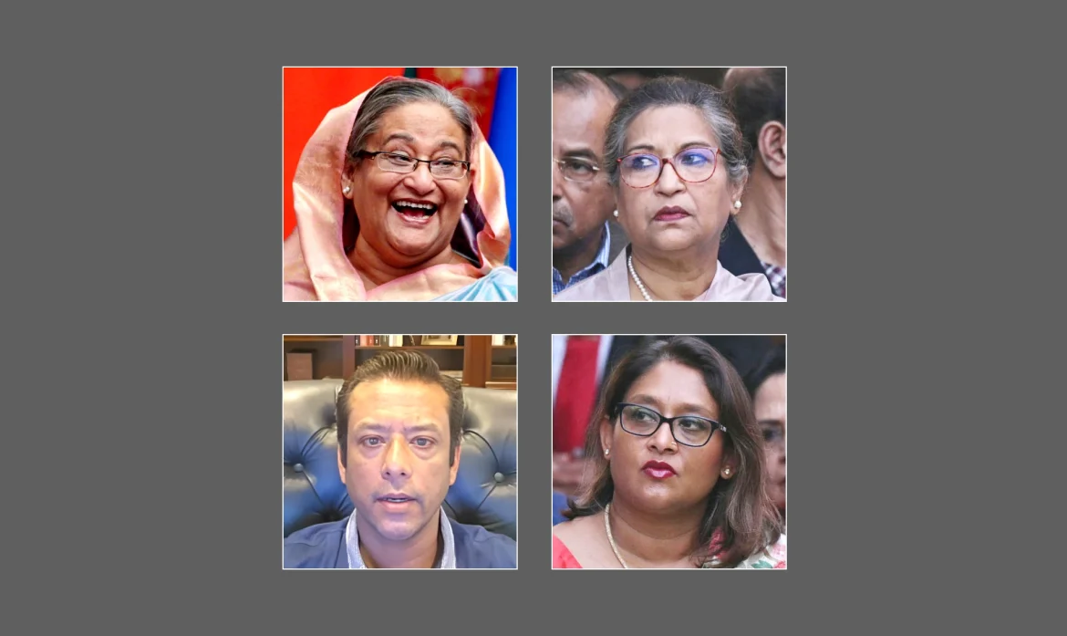 শেখ হাসিনা, শেখ রেহানা, সজীব ওয়াজেদ জয় ও সায়মা ওয়াজেদ পুতুল।
