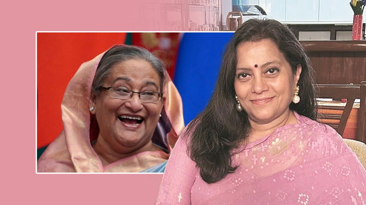 শ্রীরাধা দত্ত ও শেখ হাসিনা । গ্রাফিক, গালা