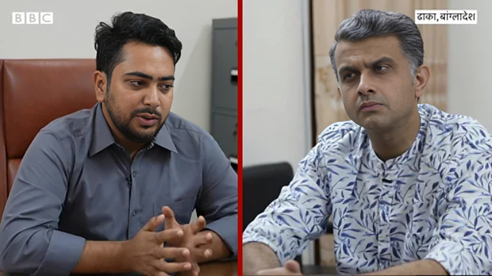 নাহিদ ইসলামের সাক্ষাৎকার নিচ্ছে বিবিসি হিন্দি