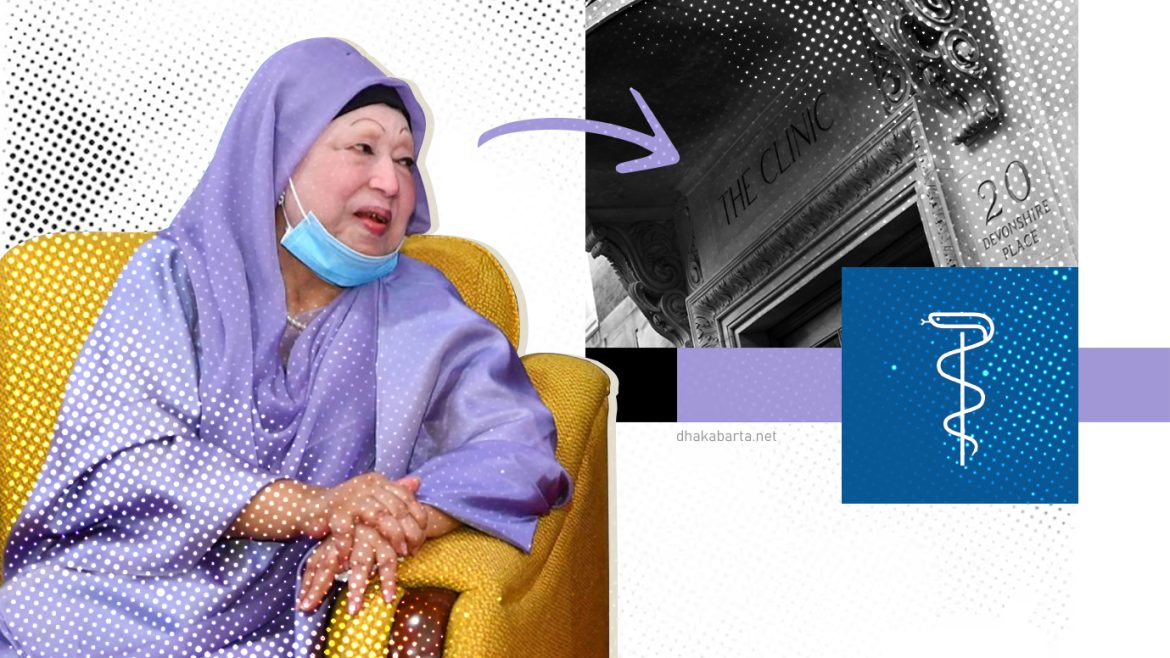 খালেদা জিয়া ও লন্ডন ক্লিনিক। গ্রাফিক, গালা