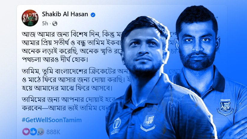 সাকিব আল হাসান ও তামিম ইকবাল। গ্রাফিক, গালা