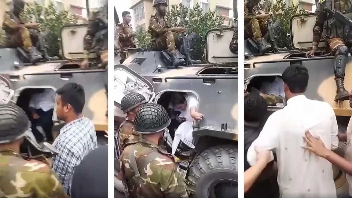 সেনাবাহিনীর এপিসিতে করে গোপালগঞ্জ ছাড়েন এনসিপি নেতারা