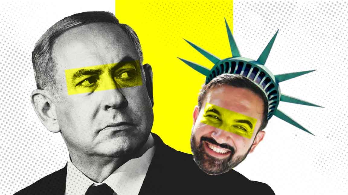 বেঞ্জামিন নেতানিয়াহু ও জোহরান মামদানি। গ্রাফিক, গালা